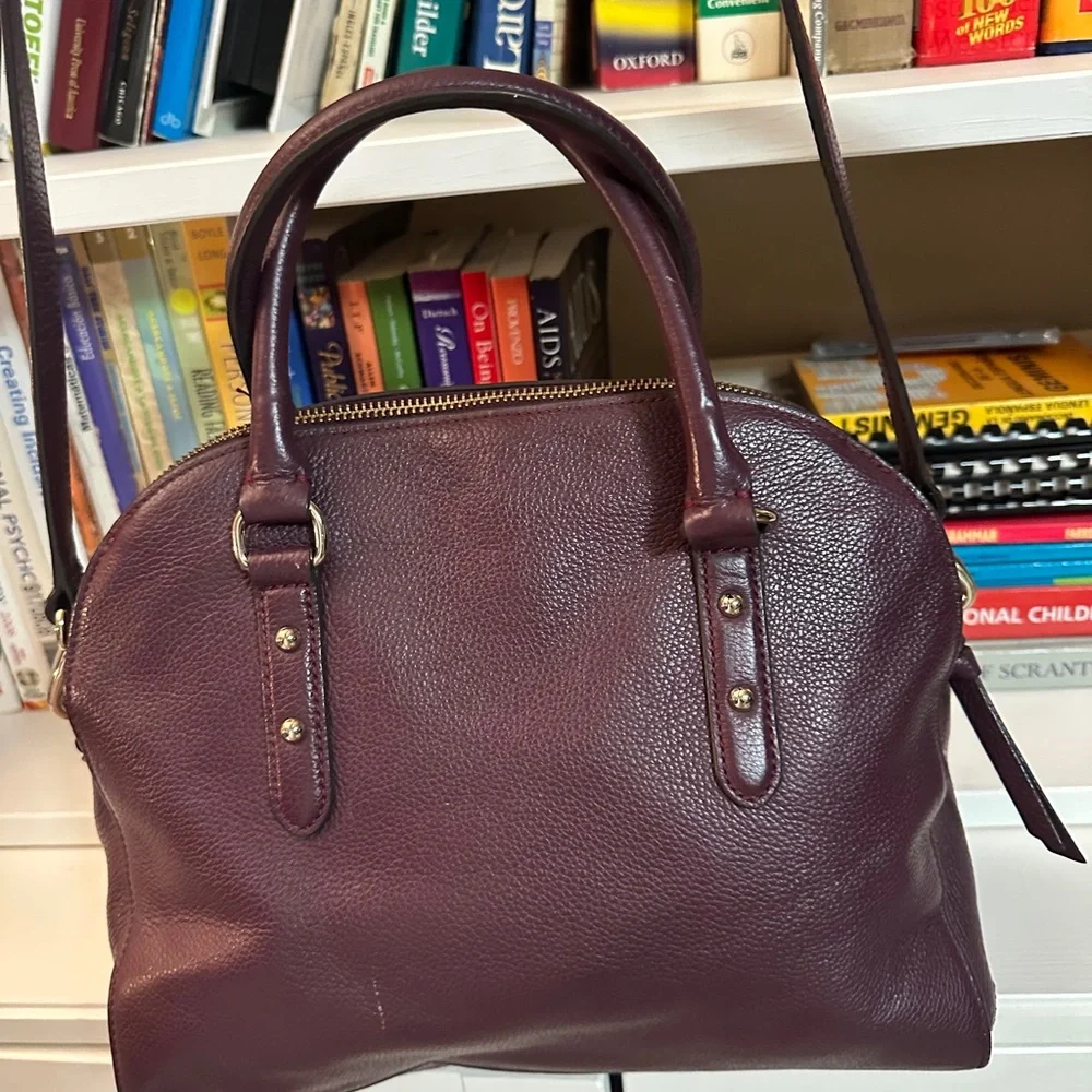 kate spade Plum Leather Dome Satchel with Gold Hardware